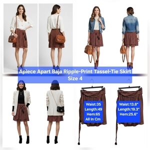 Apiece Apart Baja Ripple-Print Tassel-Tie Skirt Size 4